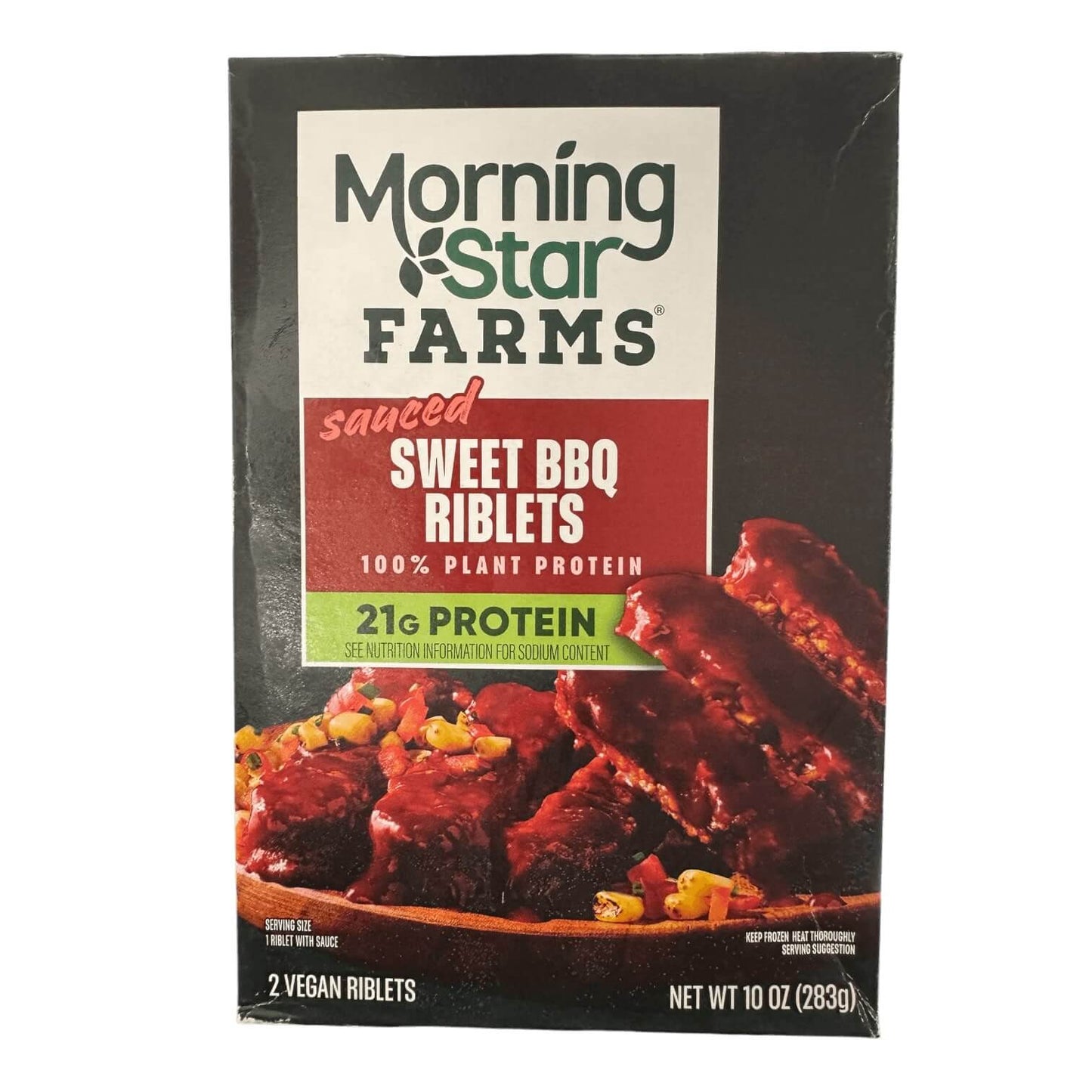 Morning Star Farms Vegan Sauced Riblets Sweet BBQ, Vegan Meat, 10 oz, 2 Count