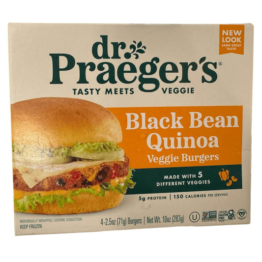 Dr. Praeger’s® Gluten Free Black Bean Quinoa Veggie Burgers, Plant-Based Patties