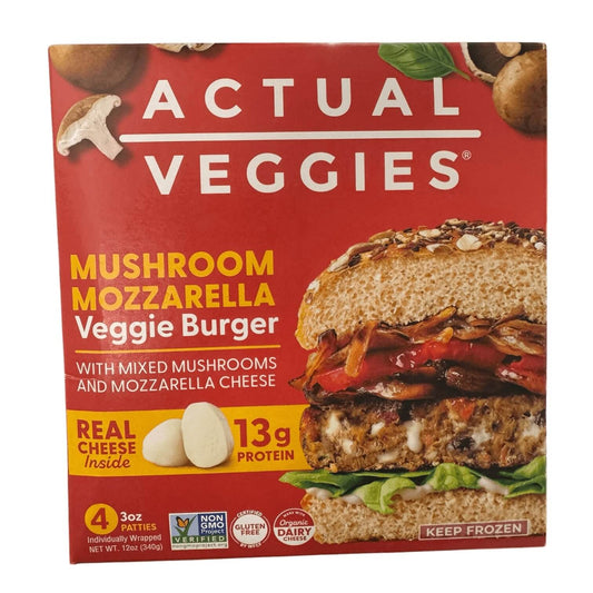 Actual Veggies® Mushroom Mozzarella Veggie Burgers, Plant-Based Patties