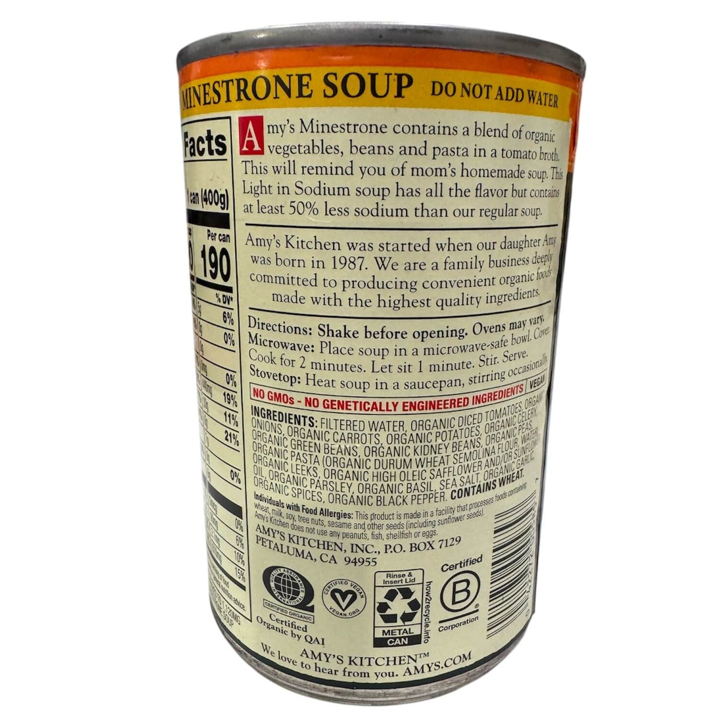 Amy's Organic Light in Sodium Low Fat Minestrone Soup