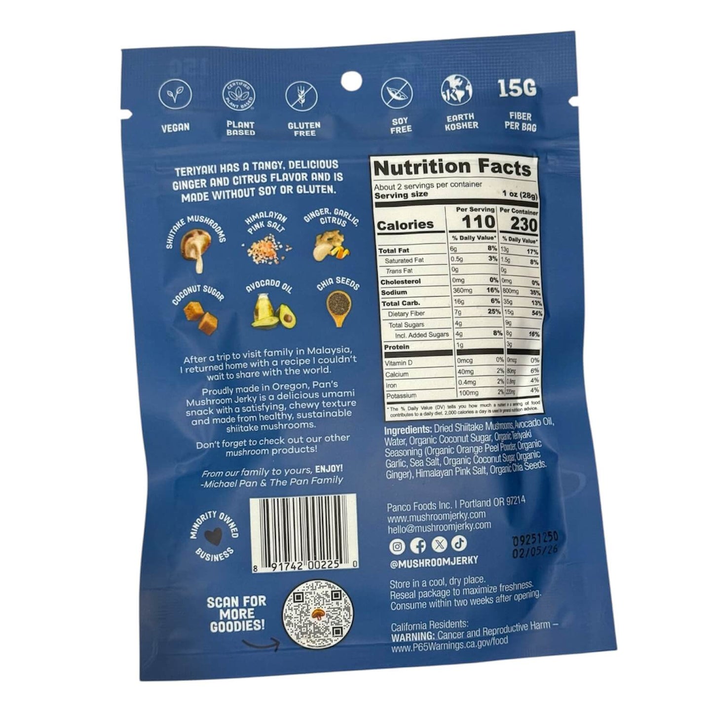 Pan's Teriyaki Mushroom Jerky