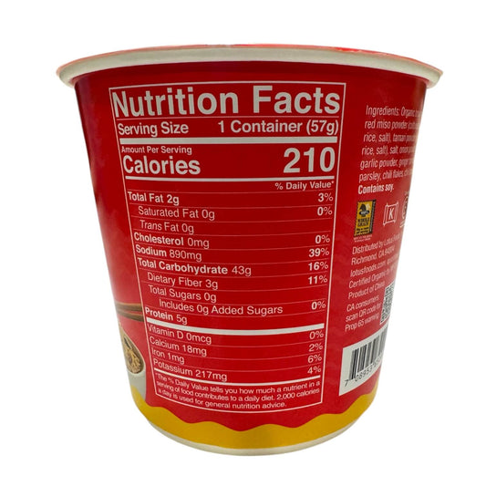 Lotus Foods Red Miso Rice Ramen Noodle Soup Cup