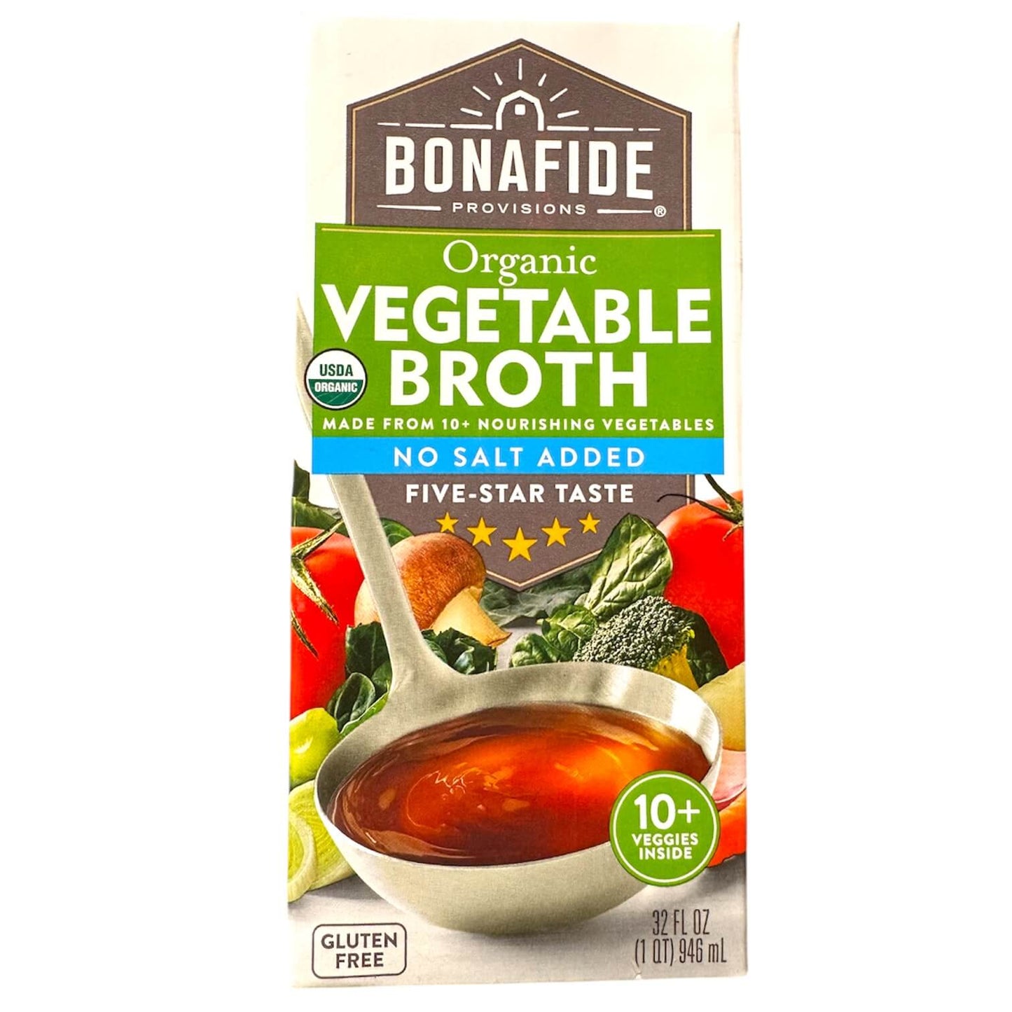Bonafide Provisions Vegetable Broth, No-Salt Added, Organic