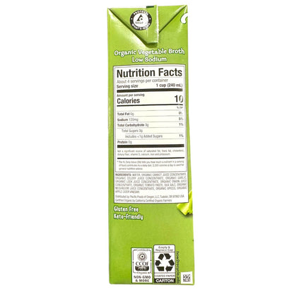 Pacific Foods® Low Sodium Organic Vegetable Broth Carton
