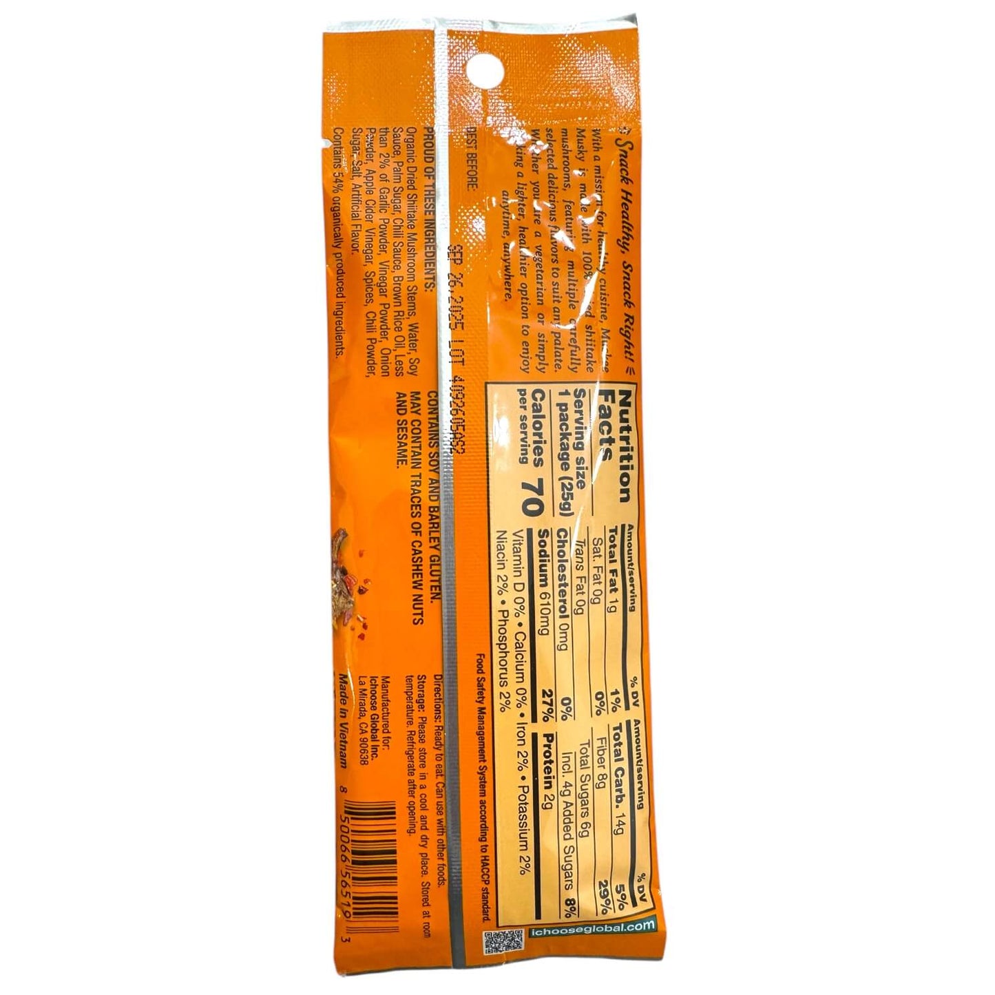 Ichoose Muskee Musky Mushroom Jerky, Sweet and Spicy - 0.88 oz