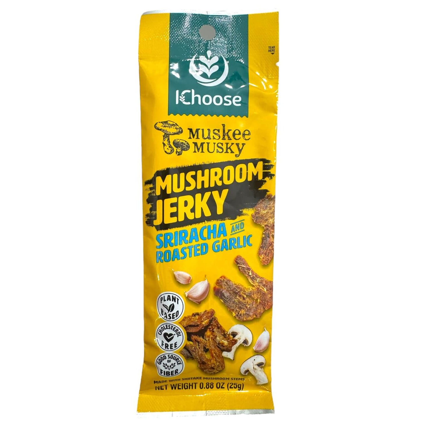 IChoose's Muskee Musky Mushroom Jerky, Sriracha and Roasted Garlic Flavor - 0.88 oz