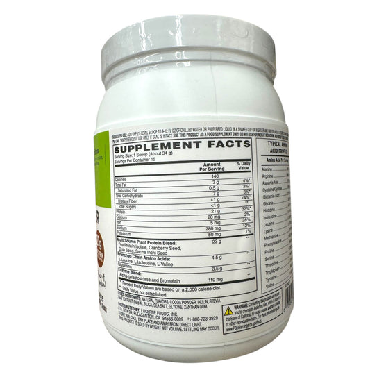 Open Nature Chocolate Plant Based Protein Powder - 18 Oz