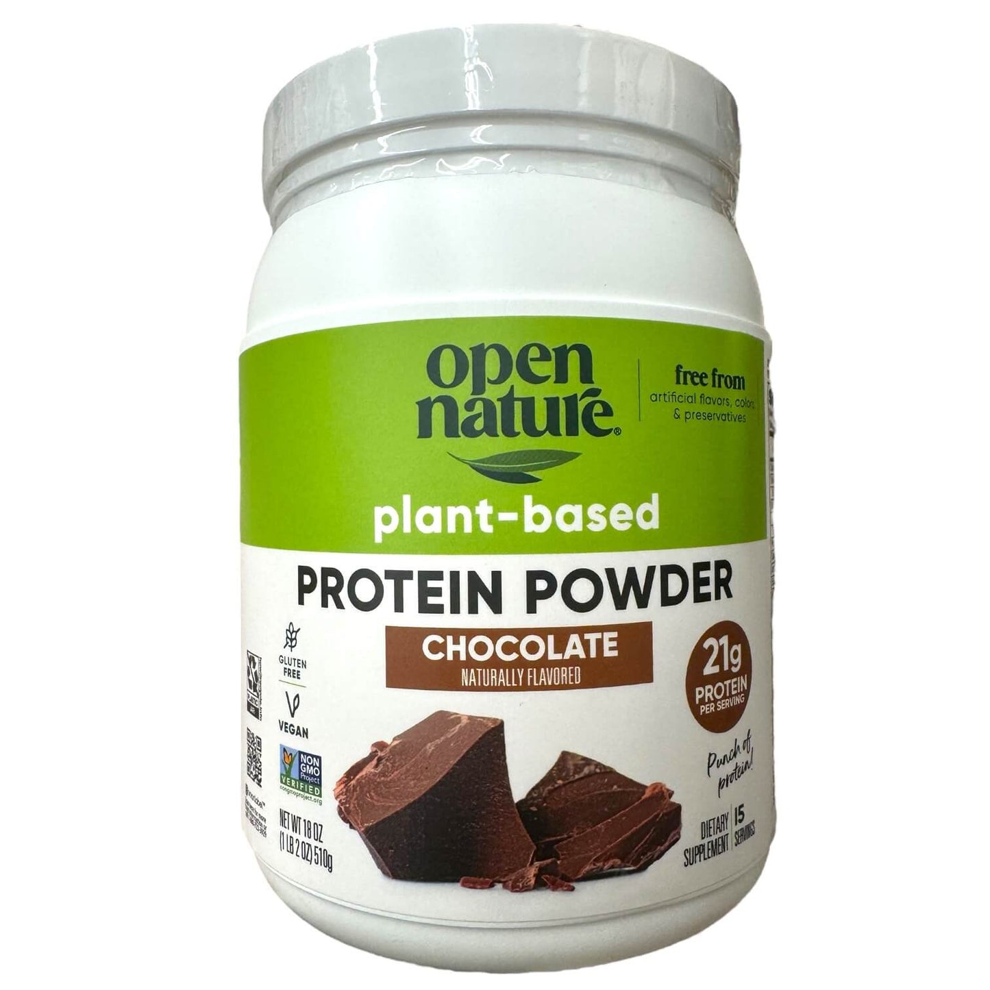 Open Nature Chocolate Plant Based Protein Powder - 18 Oz