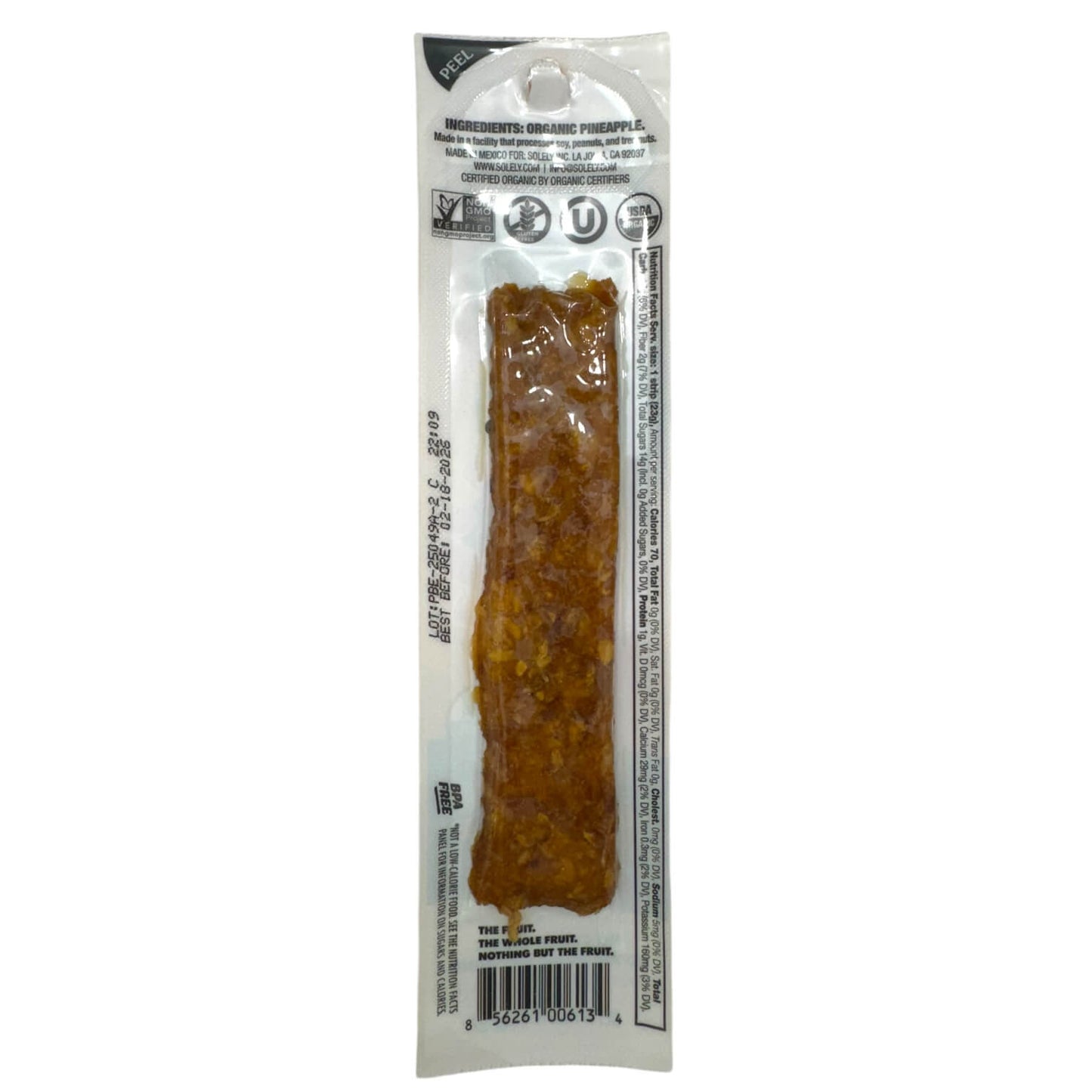 Solely Organic Pineapple Fruit Jerky - 0.8oz