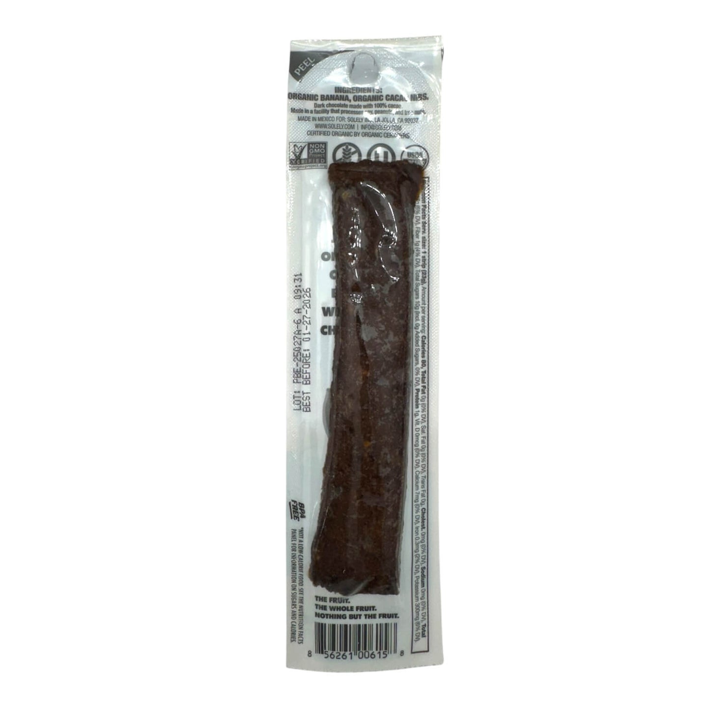 Solely Organic Banana with Dark Chocolate Fruit Jerky - 0.8oz