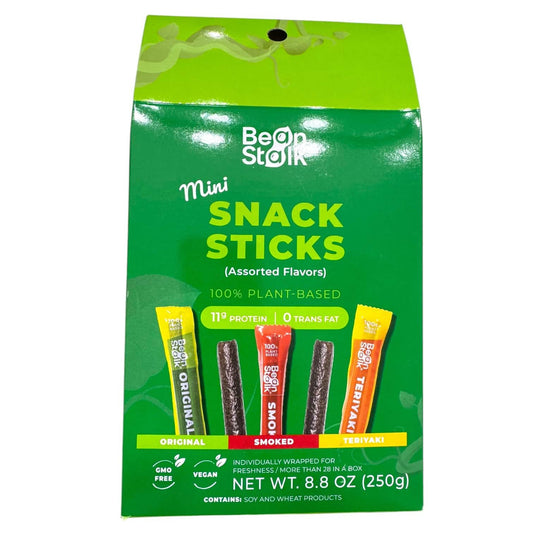 Bean Stalk Savory Vegan Mini Snack Sticks Variety Pack (Original • Smoked • Teriyaki) - 28+ Sticks