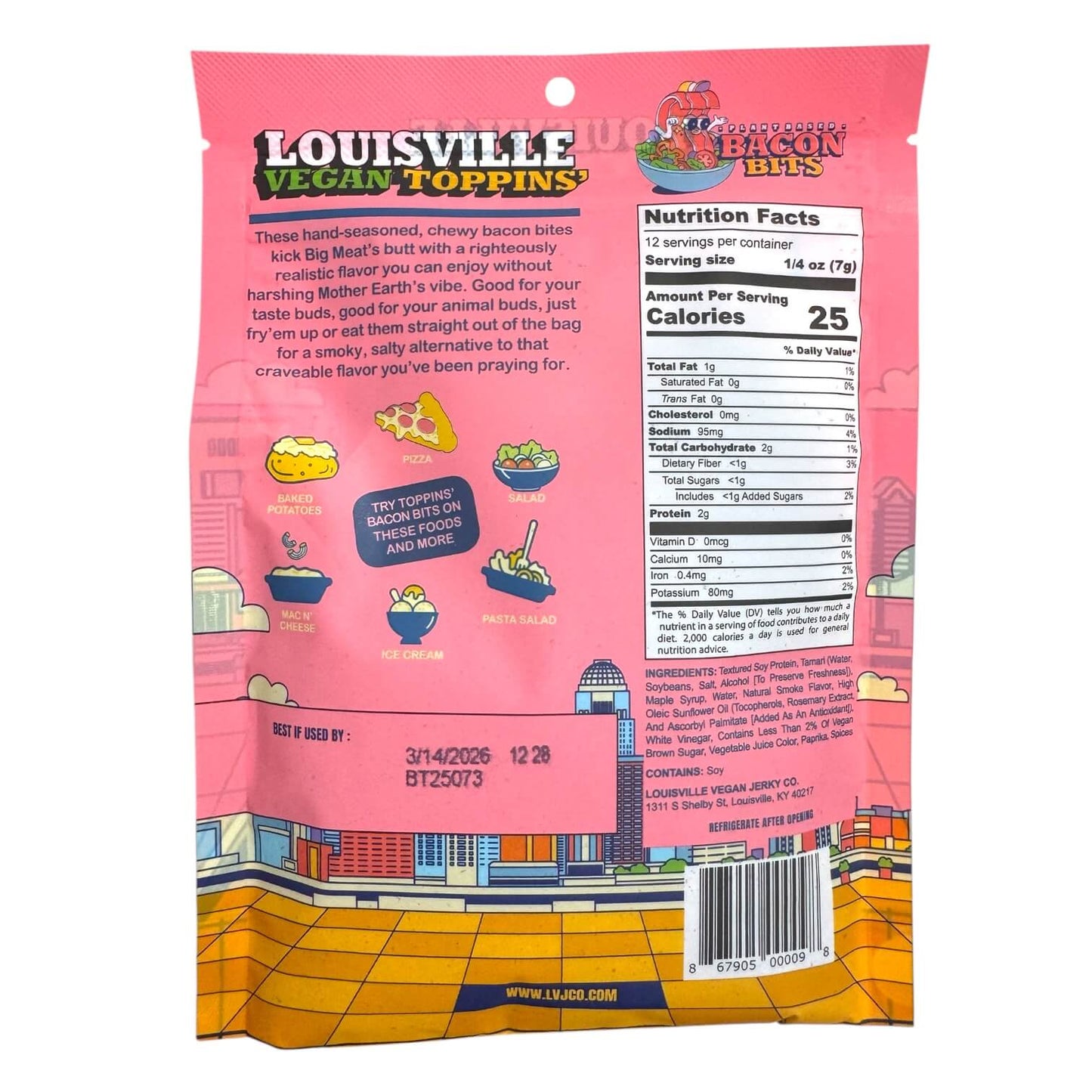 Louisville Vegan Jerky Bacon Bits Toppins - 3 oz