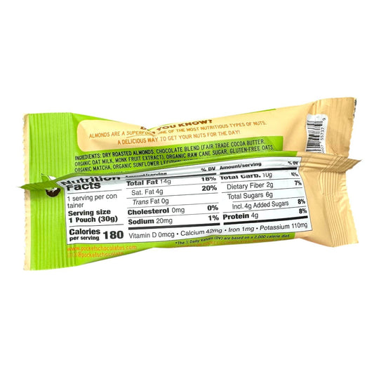 Pocket’s Chocolates™ Matcha Oat Milk Chocolate Covered Almonds - 1.05oz