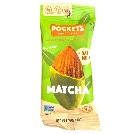 Pocket’s Chocolates™ Matcha Oat Milk Chocolate Covered Almonds - 1.05oz