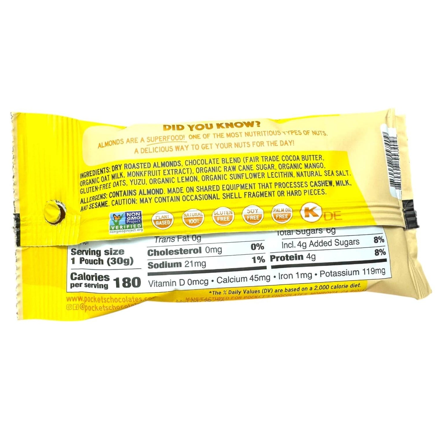 Pocket Latte Mango Yuzu Chocolate Coated Almonds - 1.05oz