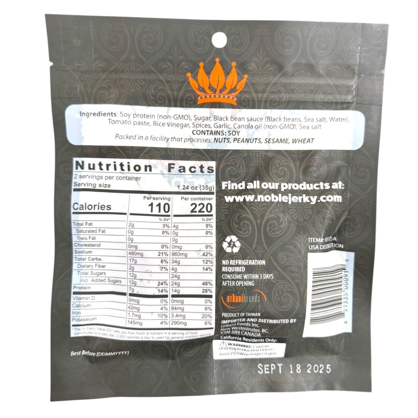 Noble Vegan Jerky, Chipotle - 2.47oz