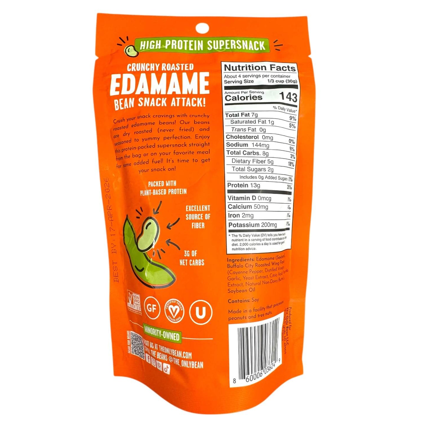 Crunchy Roasted Edamame Bean Snack, Buffalo - 4oz