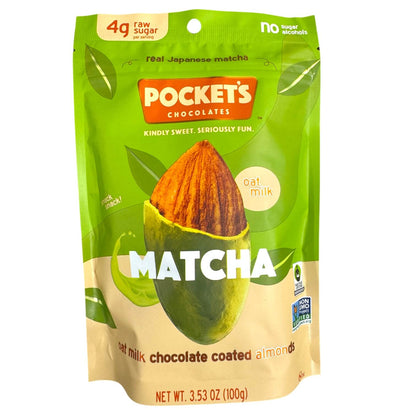 Pocket's Chocolates™ Matcha Oat Milk Chocolate Covered Almonds - 3.53oz
