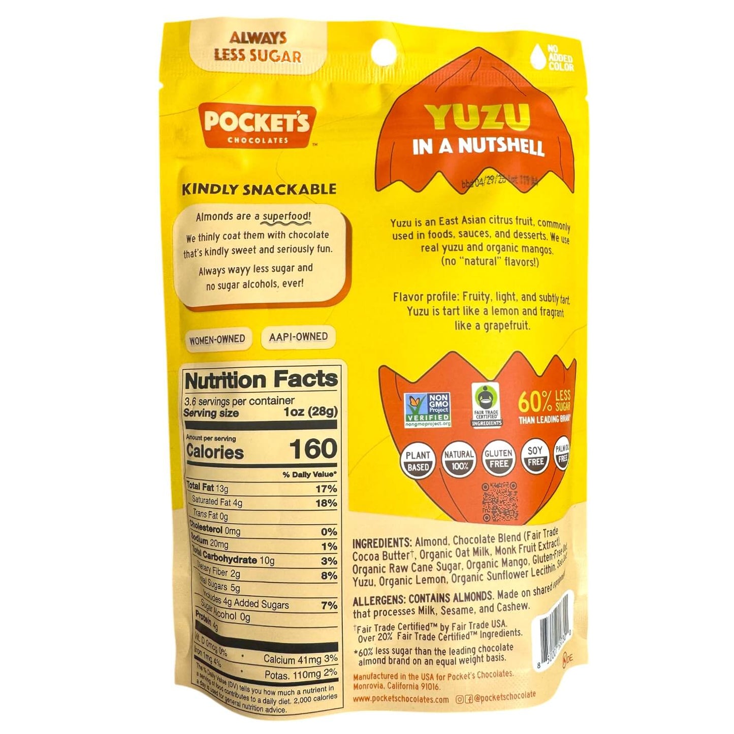 Pocket Latte Mango Yuzu Chocolate Coated Almonds - 3.53 Oz