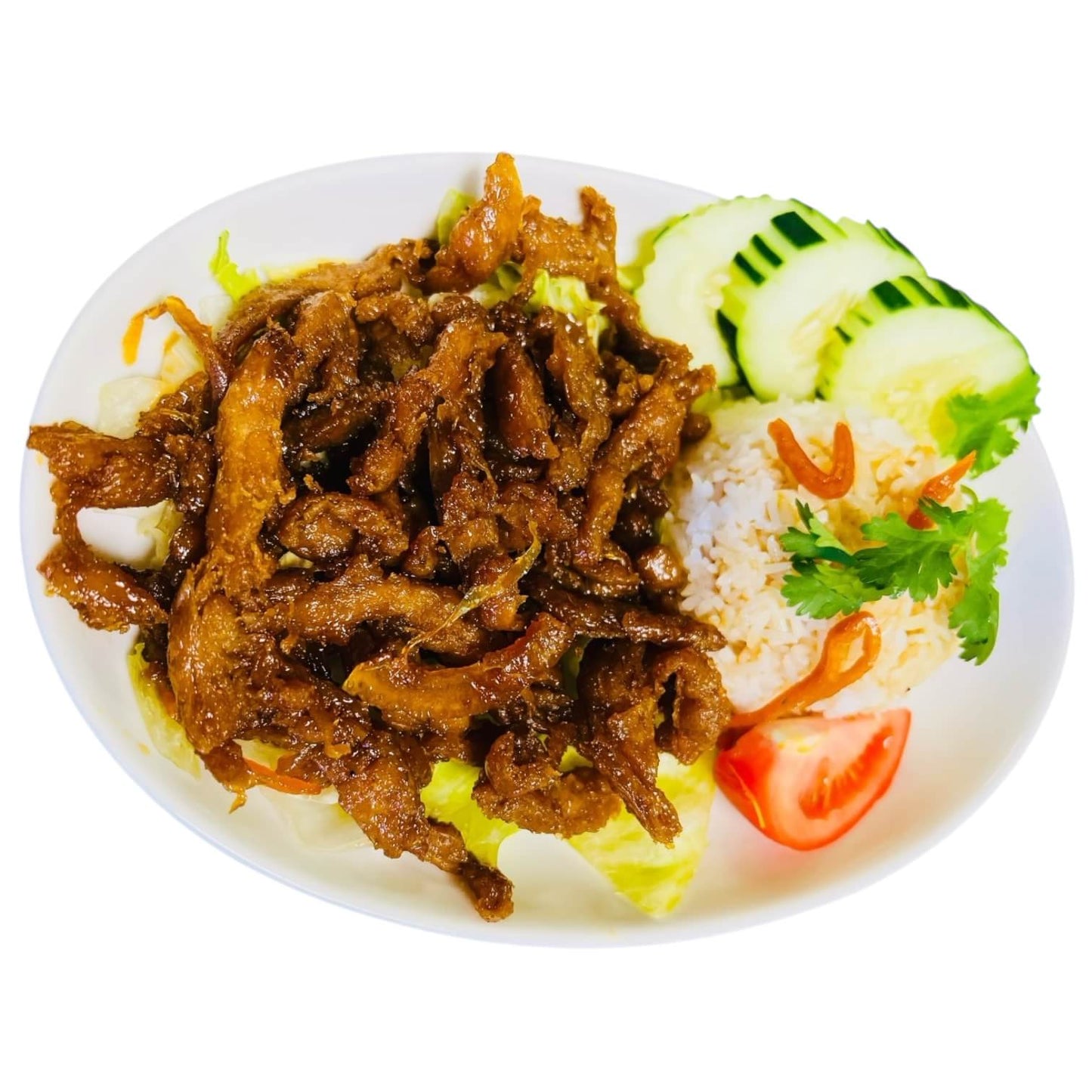 Zesty Orange Strips & Rice Plate
