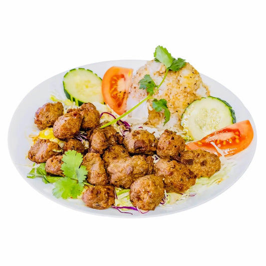 BBQ Meatballs & Rice Plate (Dê Chiên)
